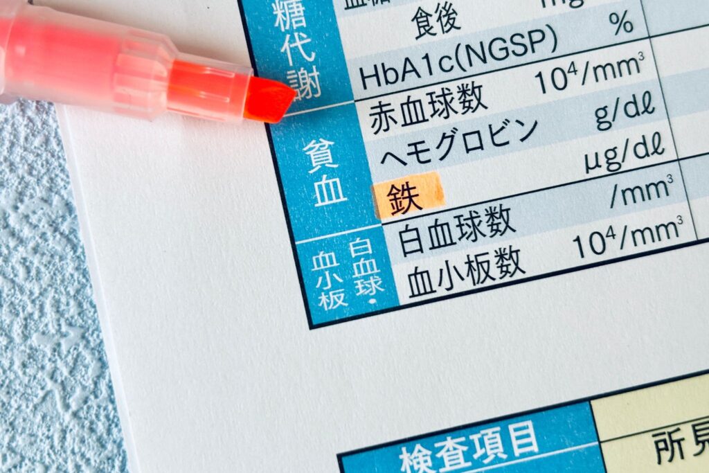 血液検査結果で「鉄」にマーカーされている