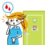 トイレでの出血に気付いた妊婦のイラスト