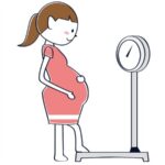 体重計に乗る妊婦のイラスト