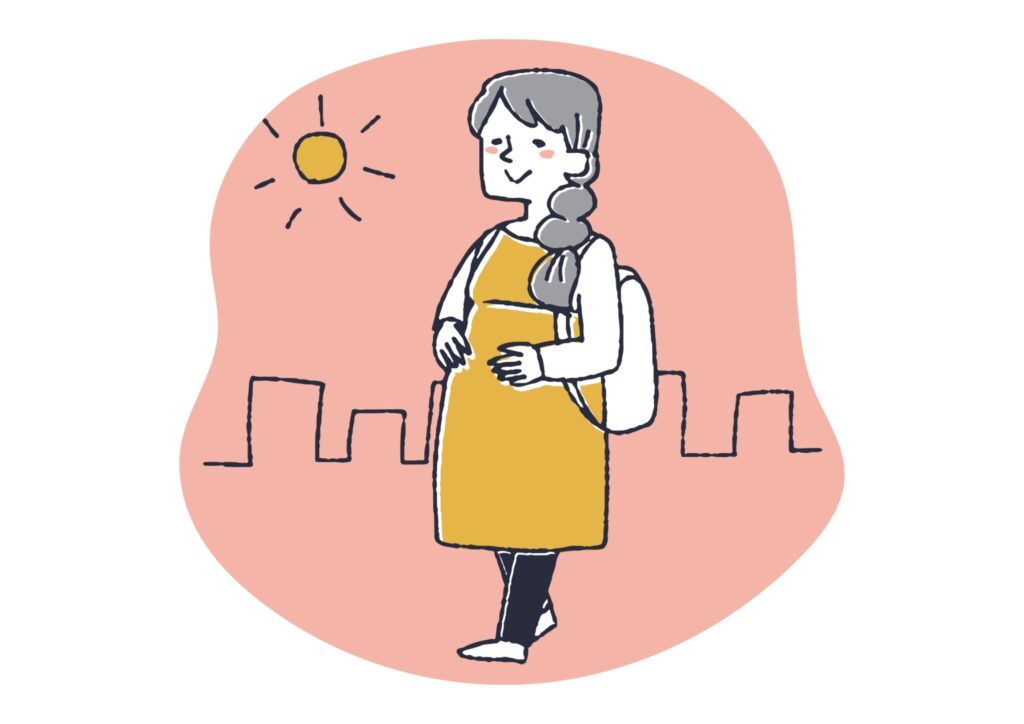 散歩している妊婦のイラスト