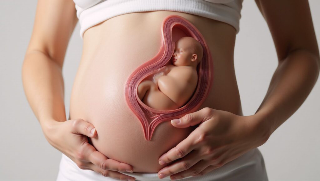 妊婦とお腹の中の赤ちゃんのイメージ
